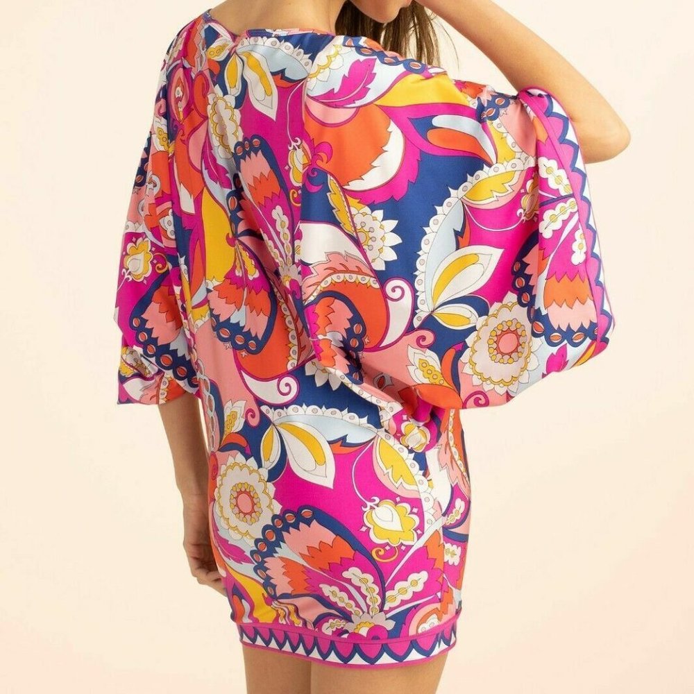 Trina Turk Sevilla Floral Swim Jersey Swimsuit Cover Up Tunic Dress Sz S